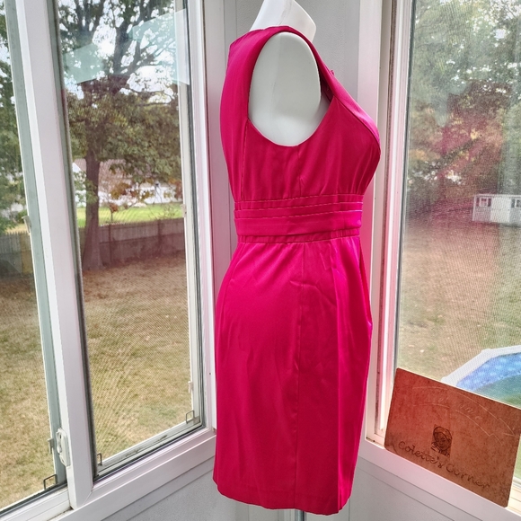 London Times Fushia Pink Midi Bow Tie Waist Dress - Picture 6 of 12